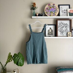 Teal Sleeveless Overalls